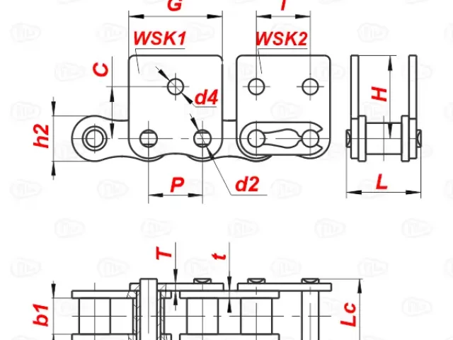Цепь 28A с прикреплением WSK1