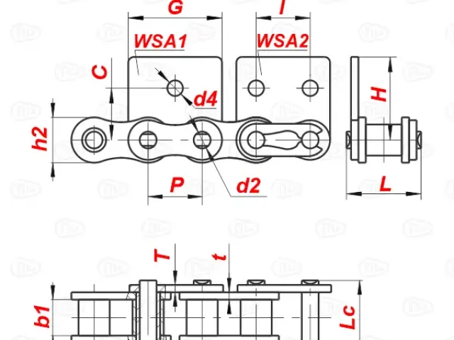Цепь роликовая из нержавеющей стали 12ASS WSA1