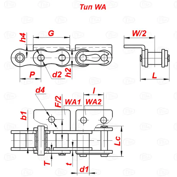 Цепь роликовая из нержавеющей стали 60SS WA1