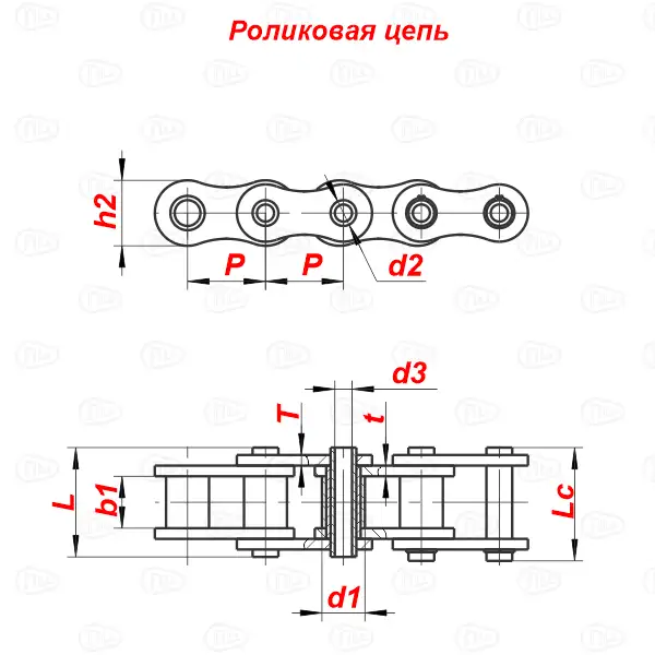 Цепь приводная из нержавеющей стали с полыми валиками 80HPSS