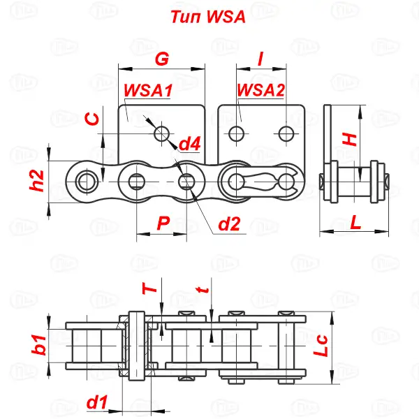 Цепь роликовая из нержавеющей стали 80SS WSA1