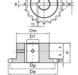 Звездочка цепи 08B-1 (1/2"x5/16") со ступицей в паз