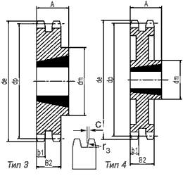 Звездочка для двухрядной цепи 16B-2 (1"x17,02мм) Taper Bush со ступицей