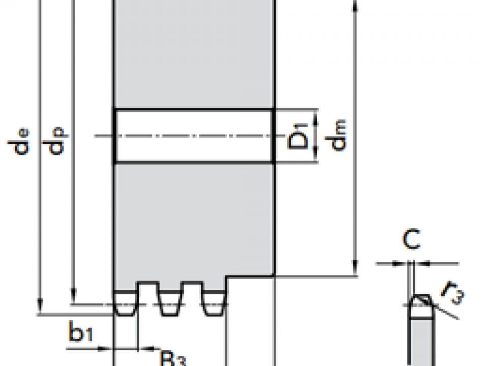 Звездочка цепи 20A-3 (1 1/4"x3/4") со ступицей под расточку