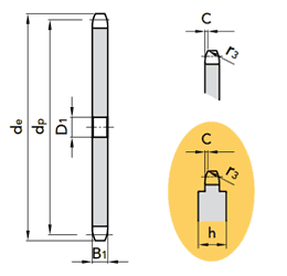 Звездочка цепи 60H-1 (3/4"x1/2") под расточку