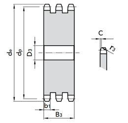 Звездочка цепи 120-3 (1 1/2"x1") под расточку